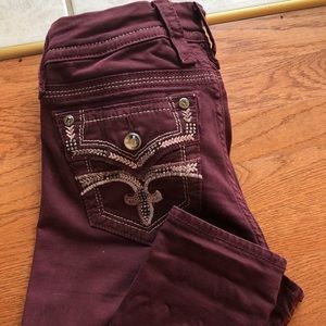 Maroon Rock Revival Skinny Jeans